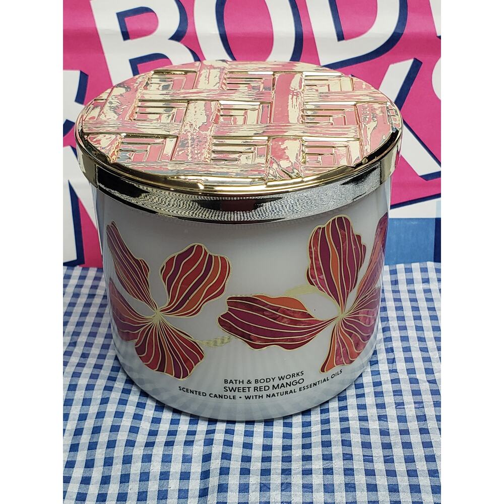 BBW Sweet Red Mango Large 3 Wick Candle Home Fragrance Decor